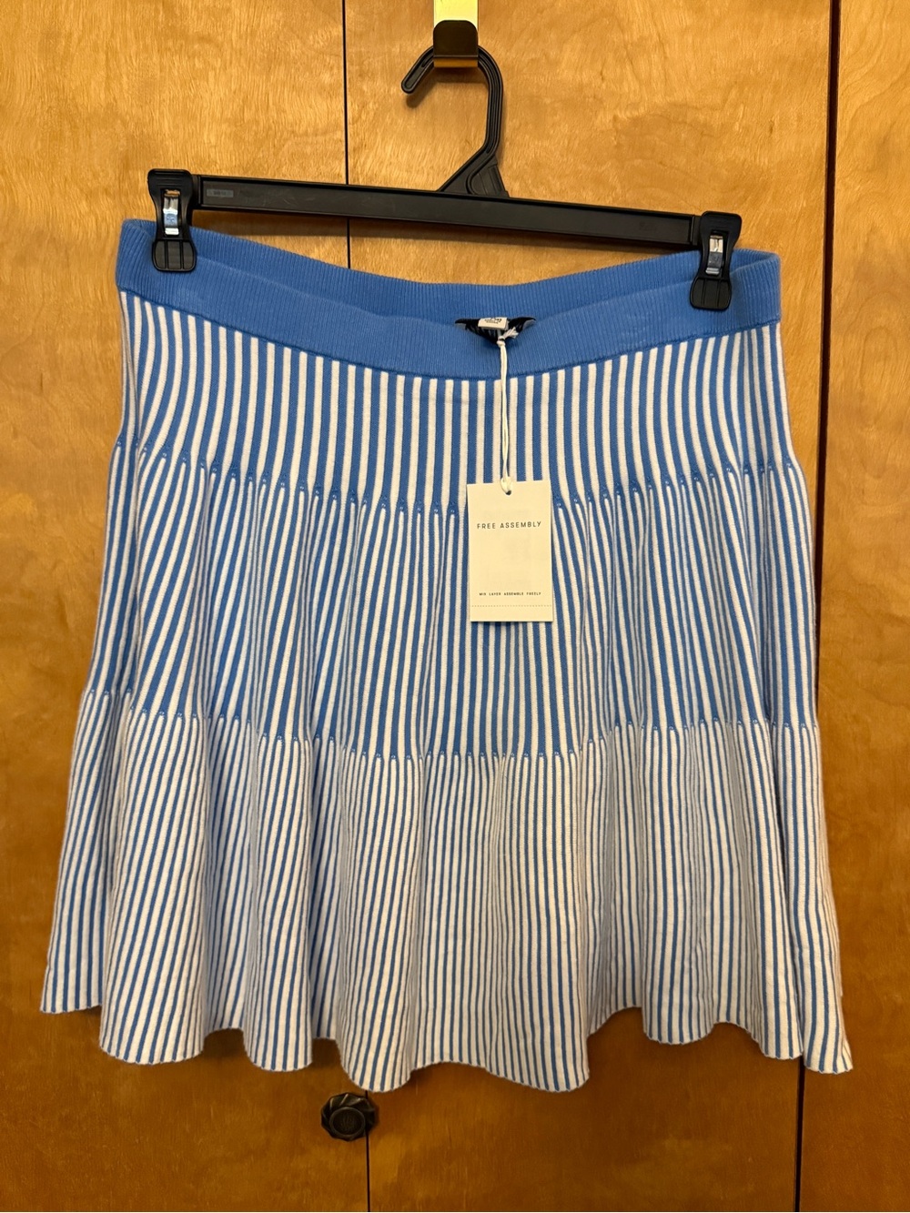 Blue and white striped Mini Skirt Women size XL
